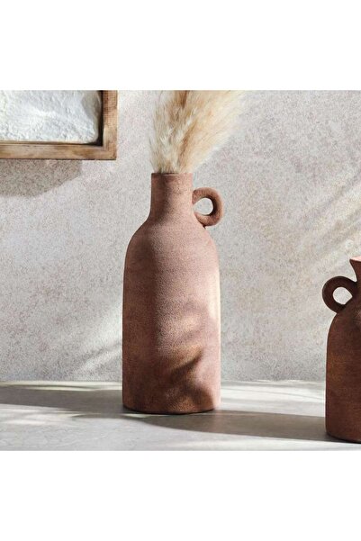 PAN HOME Hiba Stoneware Vase With Handle 10x10x24cm - Terracotta