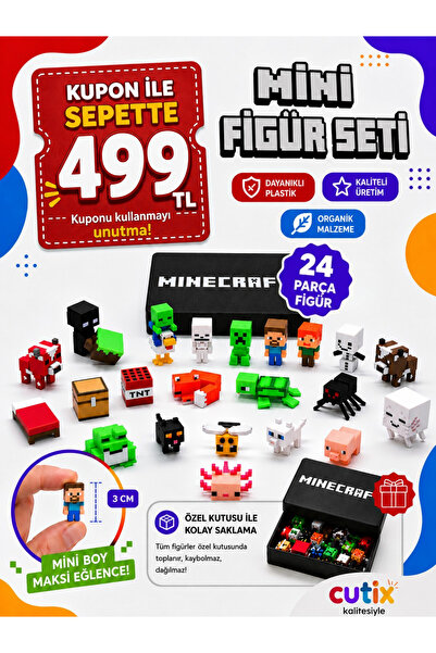 Cutix Oyuncak Mini Figür Seti - Blok Oyun Minik Figürler Çocuk Oyuncakları Do...