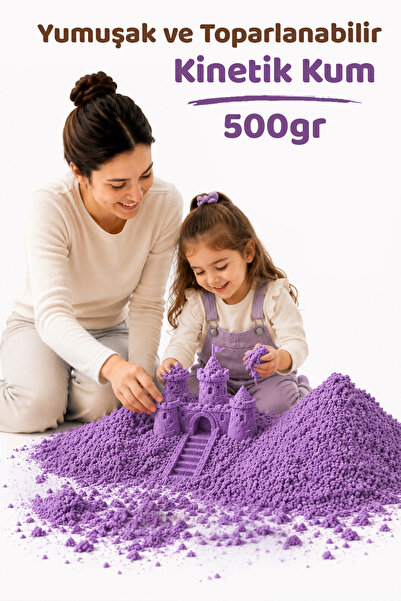 HEROES 500 Gr Mor Kinetik Kum - Eğlenceli Akışkan ve Dağılmayan Canlı Renk Eğ...