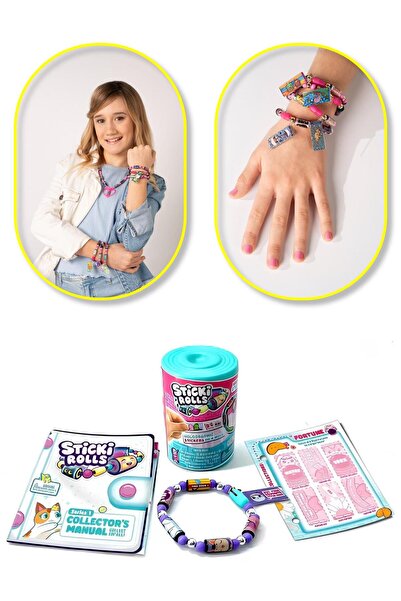 TOYFEST Sticki Rolls Bant Kapsülü 50 Stickerlı Bileklik Çıkartmalı Etiket