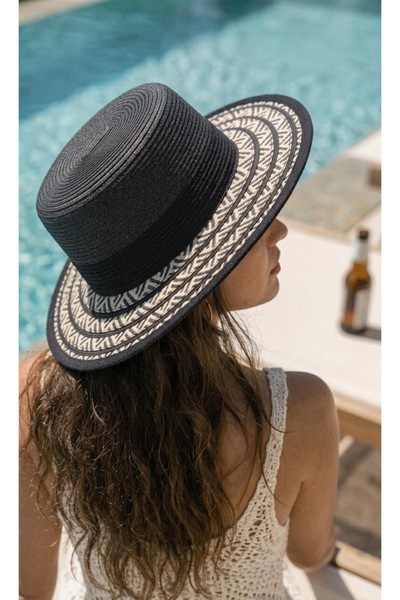 LAGRANZE Double Textured Patterned Women's Straw Hat