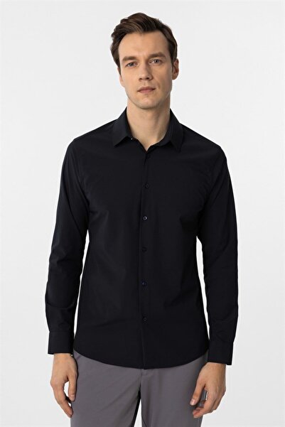 SÜVARİ Angular Cuff Slim Plain Shirt