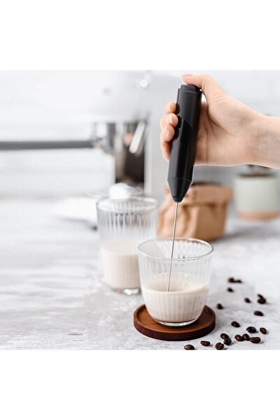 Generic جهاز رغوة الحليب الكهربائي مع حامل - خلاط مشروبات محمول يعمل بالبطاري...