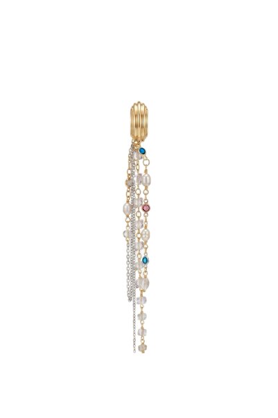 lissstudio Renkli Kristal Taşlı ve Zincir Sallantılı Kıkırdak Küpesi (Earcuff)