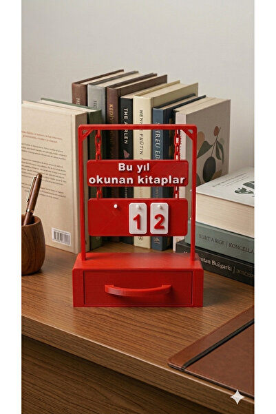 E&TDESING Dekoratif Kitap Okuma Sayacı Kitaplık Aksesuarı Hediyelik Obje