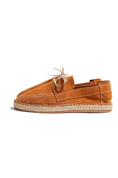 no7man Petra Lace-Up Peach Suede Genuine Leather Men's Espadrilles