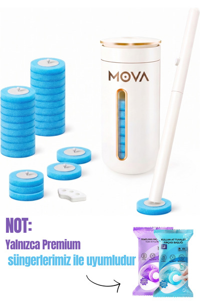 MOVA مجموعة فرشاة المرحاض الإسفنجية الممتازة للاستخدام مرة واحدة - نظام تنظيف...