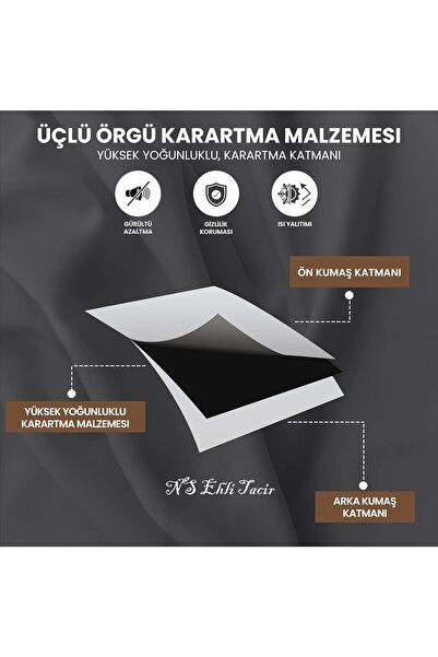 NS Ehli Tacir Koyu Bej Rengi Işık Geçirmez Blackout Karartma Termal Isı Yalıt...