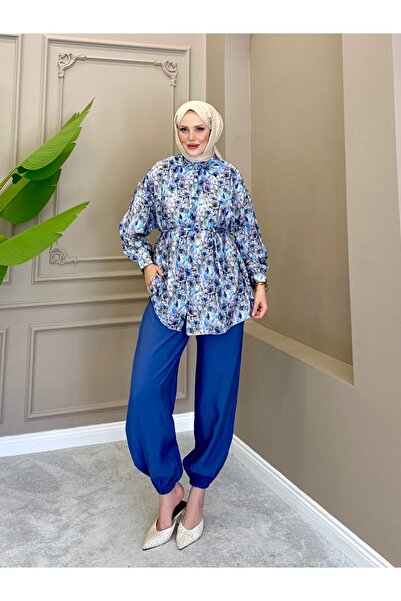ALLİNOFFİCİAL Tensel Shalwar Trousers Navy Blue