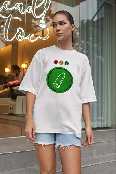 buzagi tasarım ürünleri Blink 182 Oversize Unisex White T-Shirt