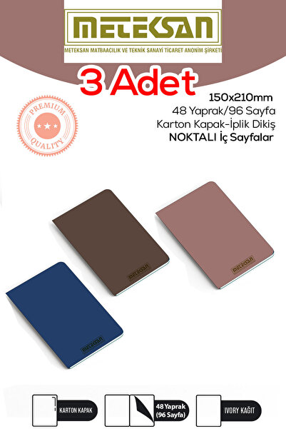 Meteksan 15x21 Cm A5 Ebat Not Defteri ivory Kağıt Dokulu Karton Kapak İplik D...