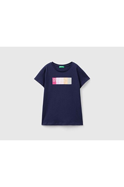 United Colors of Benetton تي شيرت بناتي بأكمام قصيرة ورقبة دائرية