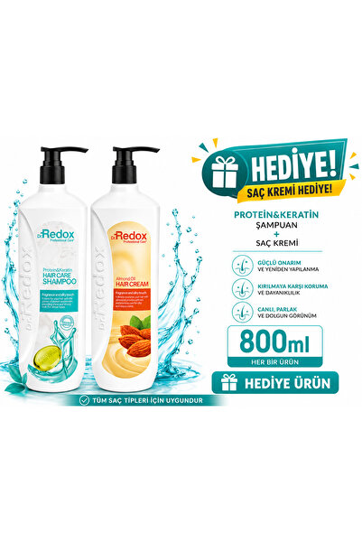 DR REDOX مجموعة هدايا بروتين وكيراتين (800 مل) + بلسم للشعر (800 مل)