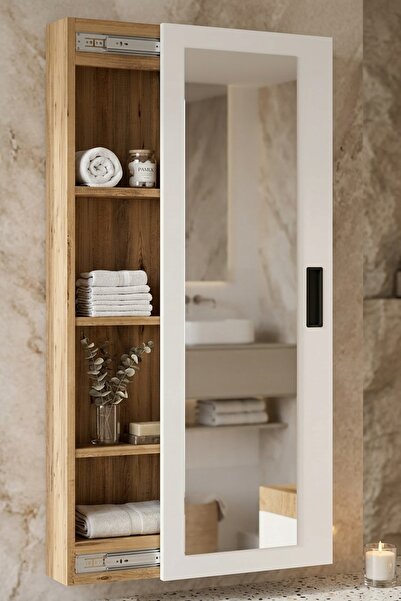 L'occi Concept Adlena 4 Raflı Sürgülü Aynalı Banyo Dolabı Çok Amaçlı Dolap At...