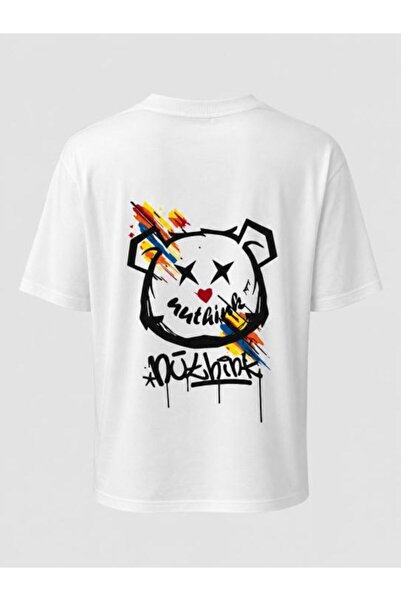 OEM Tricou bărbătesc supradimensionat, 100% bumbac, cu imprimeu grafic Urban Bear și detalii colorate – Streetwear, Mărimea L