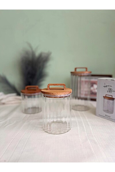 Luca Mia Avora Lüx Acacia Lid Round Glass Jar (800 ml 10 X 13 cm)