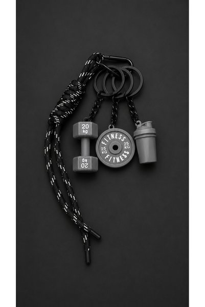 robotek3d Fitness Charm Keychain |   Dumbbell, Weight Plate, and Shaker Figure Sports Bag Ornament