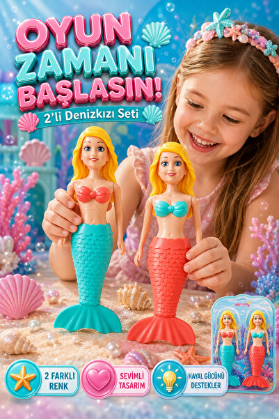 viyol marketim 2’li Kurmalı Denizkızı Oyuncağı – Suda Yüzen Banyo ve Havuz Oy...