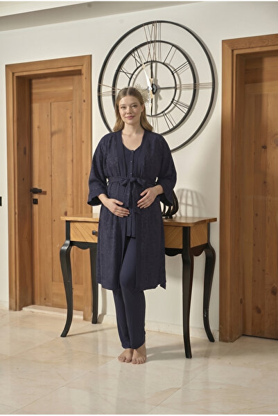 Cossy By Aqua Women's 3-Piece Navy Blue Maternity Pajama Set C0T9N862