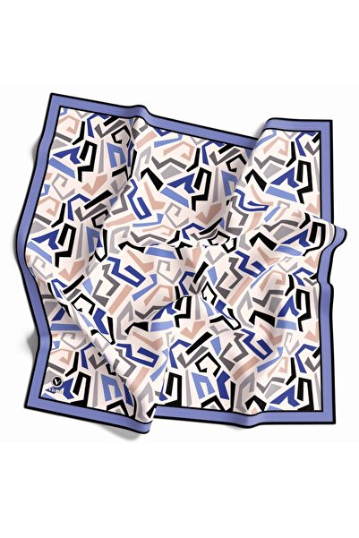 VİOLLA Twill Geometrik Desenli Bebe Mavisi Renkli 90x90 Eşarp (İpek İçermez) ...
