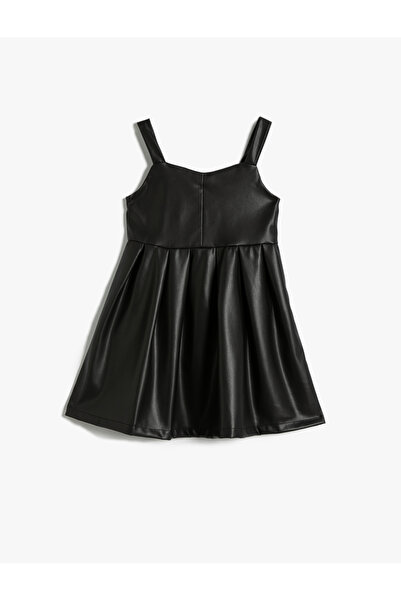Koton Leather Look Gilet Dress with Thick Straps