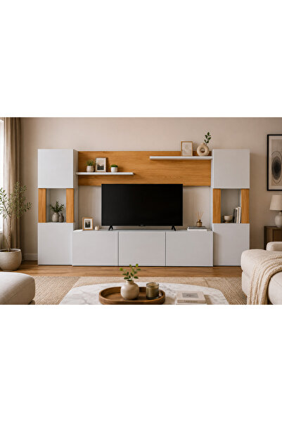 Decorotika LORE TV ÜNİTESİ BEYAZ TEAK