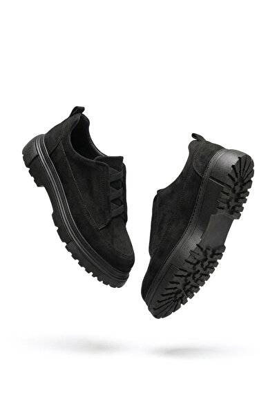 Zerenyus Zrk-703 Premium Black Suede Elastic Casual Men's Casual Shoes