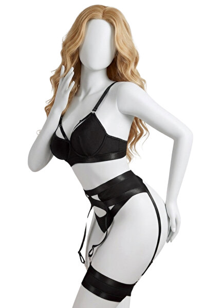 Lingerie and Fashion Style Bondage Garter Belt Bra Set