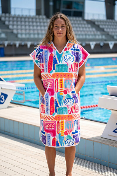 sporsuit Μπουρνούζι με κουκούλα Wave Unisex Towel Poncho για προπόνηση κολύμβ...
