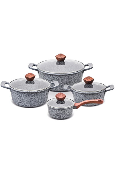 Promis Set de oale GRANIT, cratiță 16 cm, oale 20, 24, 28 mânere maro