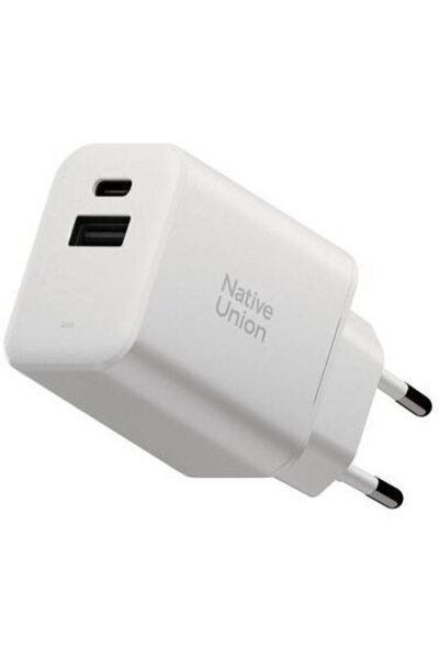 Native Union GaN 1x USB-A + 1x USB-C PD 45W Alb