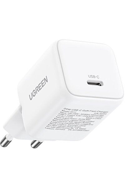 Ugreen X512 55554 GaN 1xUSB-C Încărcare rapidă PD3.0 QC4 3A 20W Alb