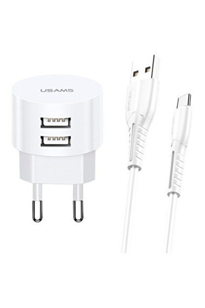 Usams USA000461 2x Încărcare rapidă USB 10W + Cablu USB la Micro USB Alb