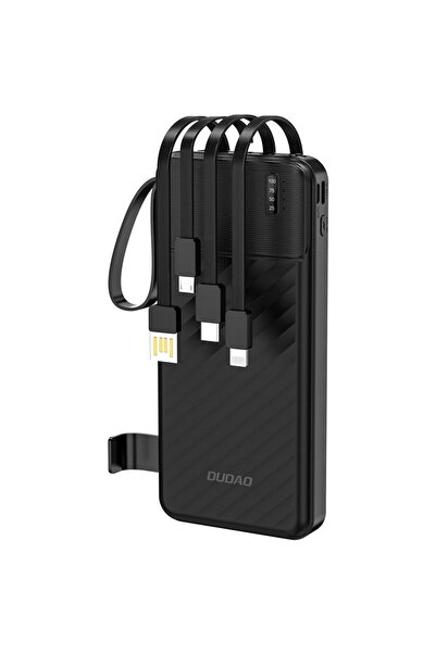 DUDAO K11 10000mAh Powerbank with Built-in Cables - Black