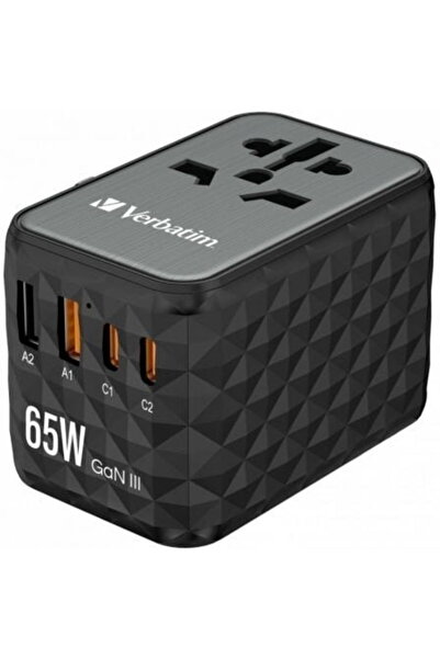 Verbatim UTA-05, Călătorie, 65WGaN3, 2 x USB-C PD și QC 4+ și 2 x porturi USB-A
