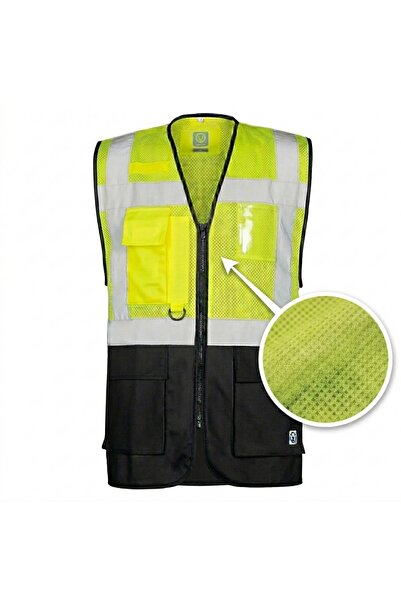 SafetyArt Vestă Reflectorizantă Tip Plasă SIGNAL, Model Manager cu Buzunare, 150g/mp,