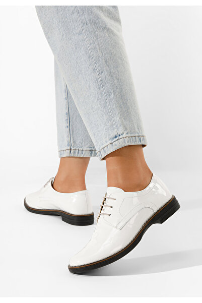 B T Shoes Pantofi derby piele Otivera V3 albi