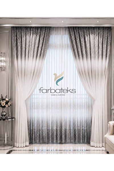 farbateks Κουρτίνα φόντου από τούλι Olympos Grey Silver Anthracite Χρώμα Νέα ...