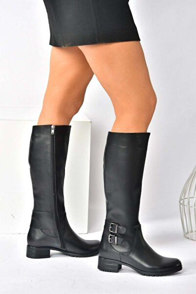 Fox Shoes Cizme de damă de zi cu zi din piele naturală negre N555511103