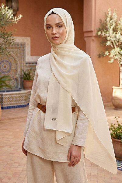 Armine Trend Krinkıl Şifon Şal - ATSKRN-04 - Krem