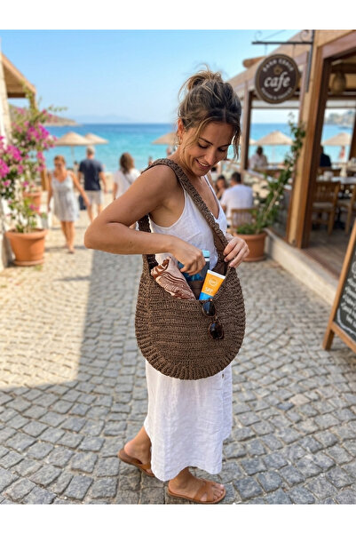 OTTO STORE Mango Model Kağıt İpli Yazlık Büyük Boy Plaj - Günlük Çanta Paper Bag