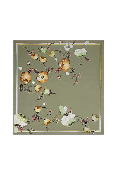 Bursa İpek Green Floral Sura Silk Scarf