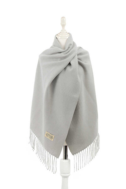 Bursa İpek Gray Cream Double Sided Winter Shawl