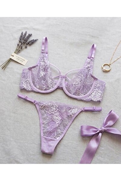 CASULA Dantel Bralet Takım Lila