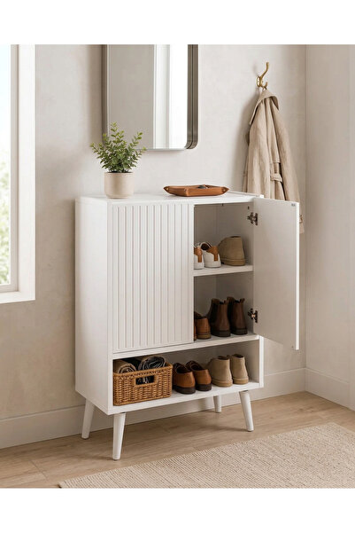 enwood Capella MDF Ayakkabılık ve Çok Amaçlı Dolap Raflı ve Kapaklı 60 cm