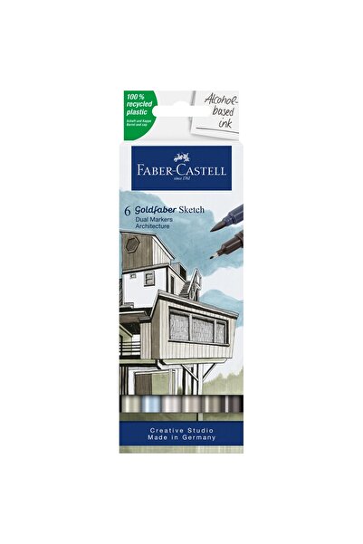 Faber Castell Set de markere pentru schițe cu 2 vârfuri, 6 bucăți, Goldfaber ...