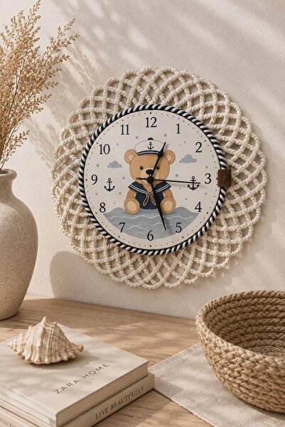 home inn Cute Sailor Teddy Bear Themed Children's Room Clock 43 cm