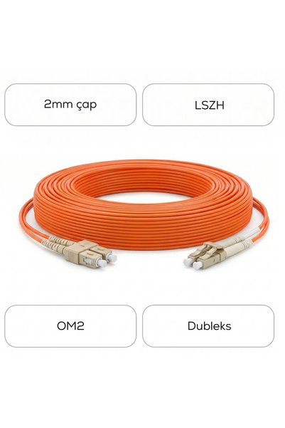 ALFAFONET Sc/Pc-Lc/Pc Multimode Om2 Duplex 10 Meter Fiber Patch Cord