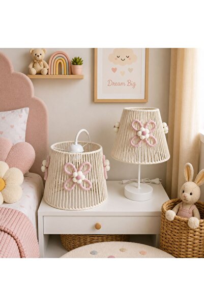 C&A&B KUZEY AVİZE EKRU MAKROME İP SARGI KONİK TEL ÇİÇEK APLİKE KIZ BEBEK VE K...