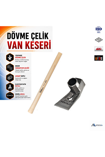 Sait Demirci Van Keseri Ahşap Saplı Çok Amaçlı Dövme Çelik Keser Geniş Ağızlı...